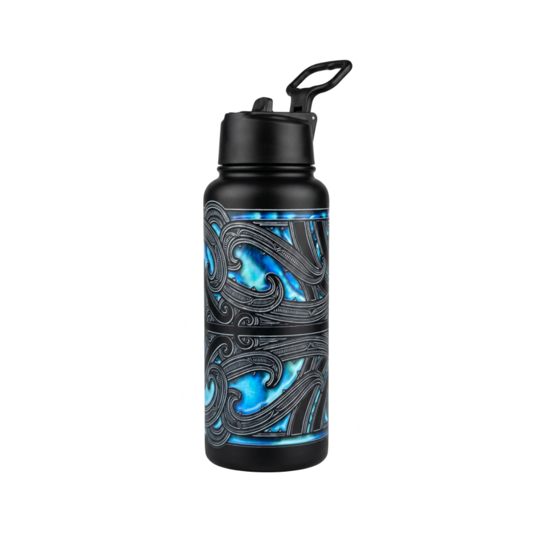 Tāhuna Drink Bottle – Black Paua