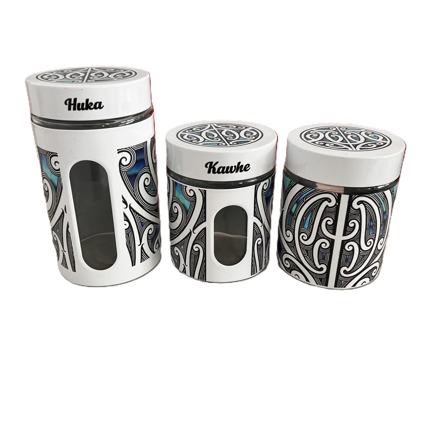 Te Paua Pōuri – White Canister Set