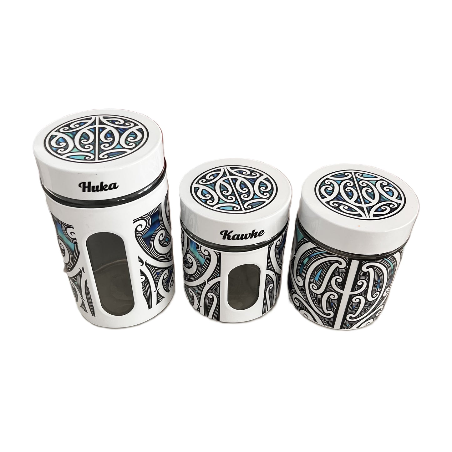 Te Paua Pōuri – White Canister Set