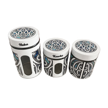 Te Paua Pōuri – White Canister Set